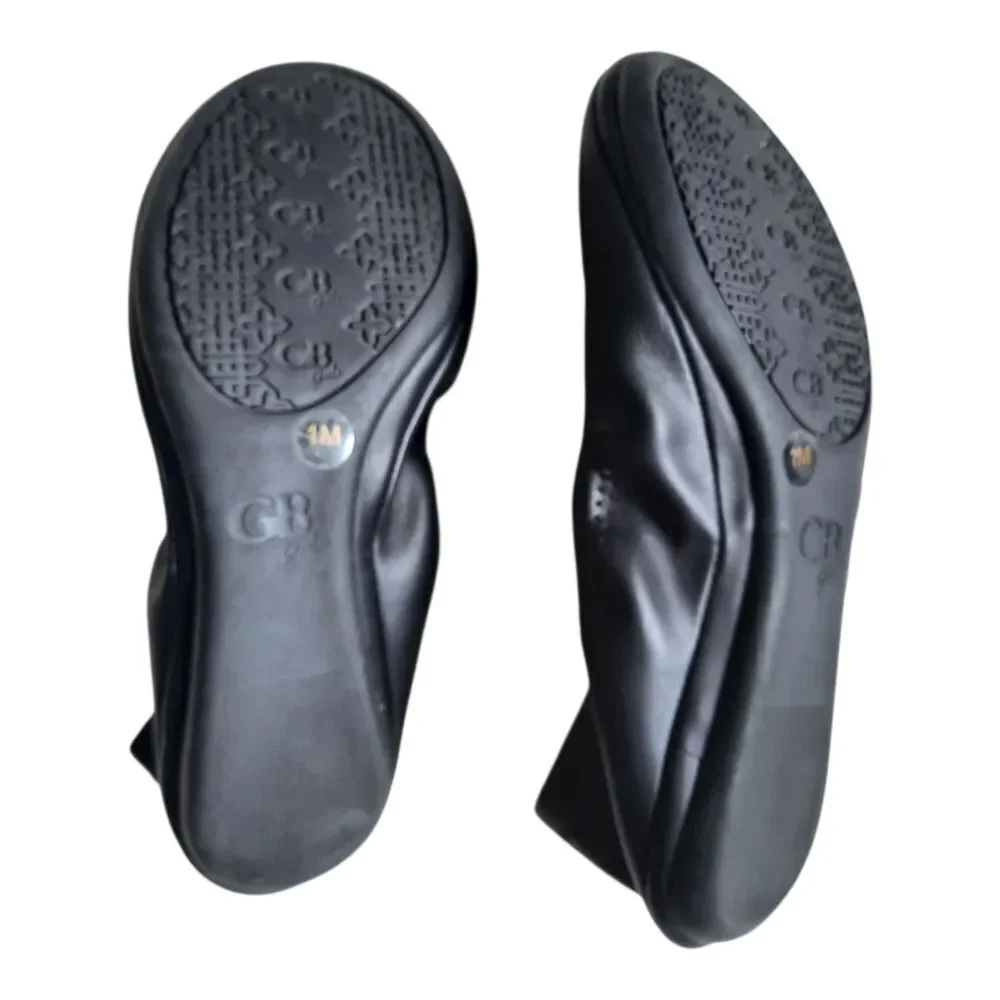 GB Girls Black Leather Flats